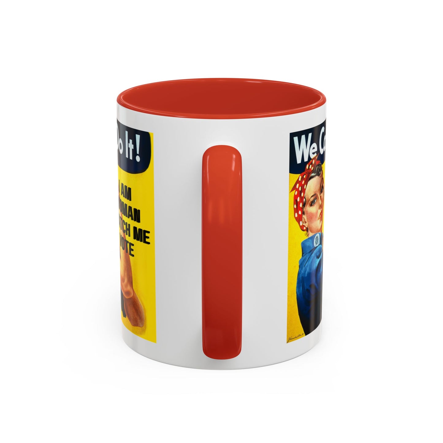 I Am Woman Watch Me Vote Rosie White Accent Mug by theGreenDragonTavern.shop