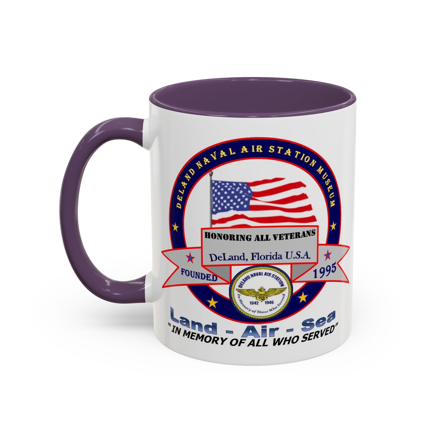 DNASM 2-sided, Founding & Student Art w/Navy Ring White Accent Mug by theGreenDragonTavern.shop