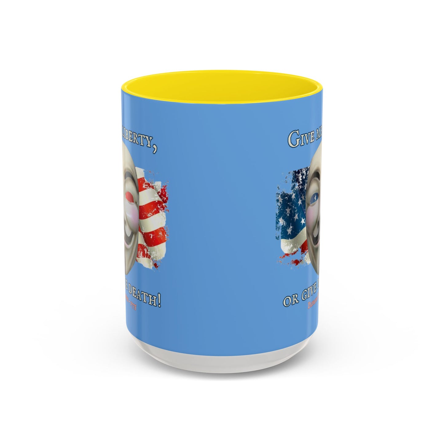 Vendetta, "Give me liberty, or give me death!" Blue Accent Mug by theGreenDragonTavern.shop
