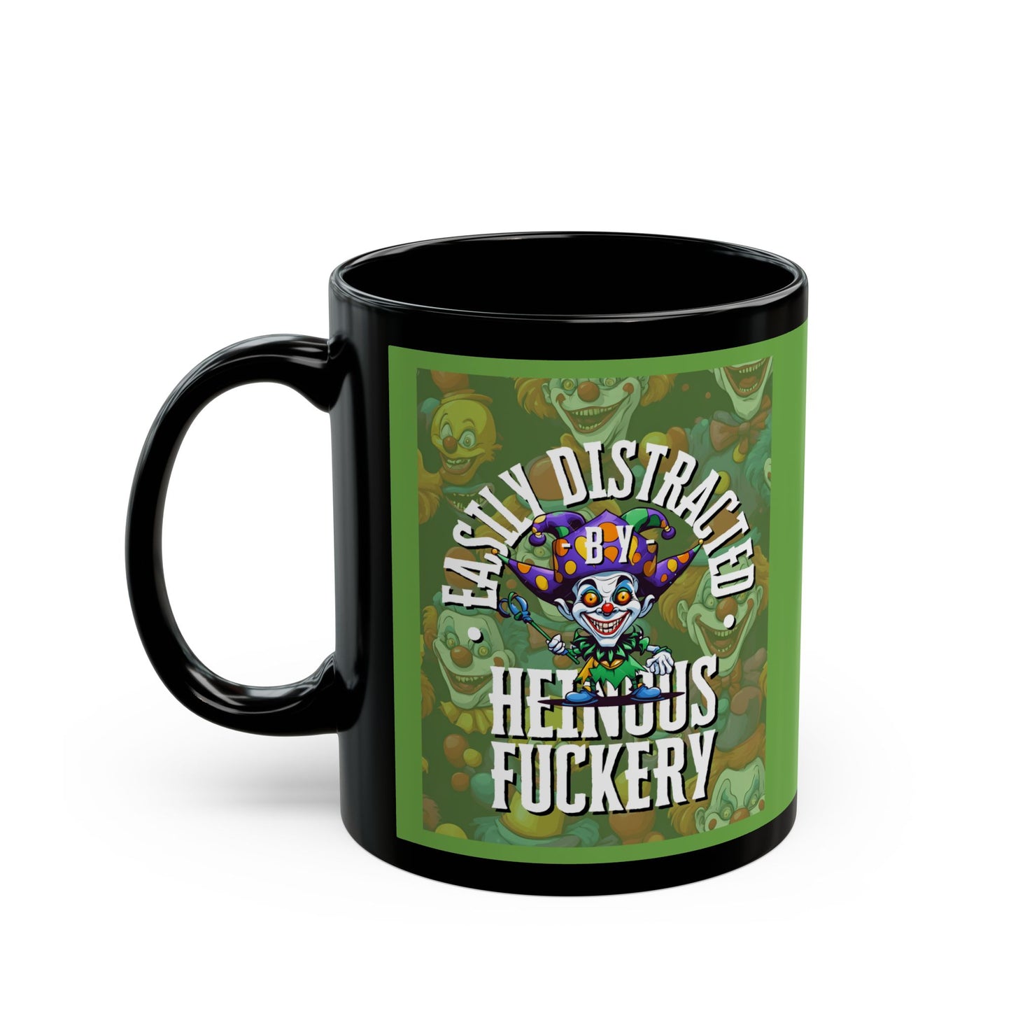 Easily Distracted by Heinous Fuckery Little Jinx Green Mug by theGreenDragonTavern.shop