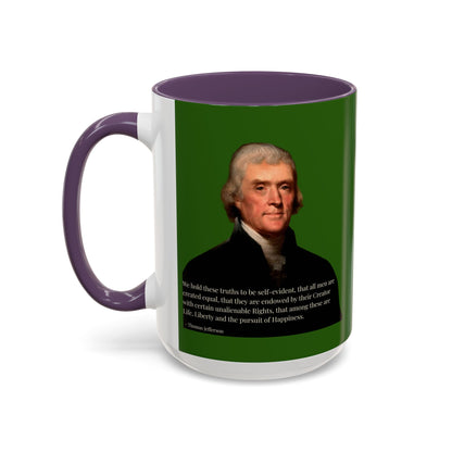 We hold these truths to be self-evident Dark Green Accent Mug by theGreenDragonTavern.shop