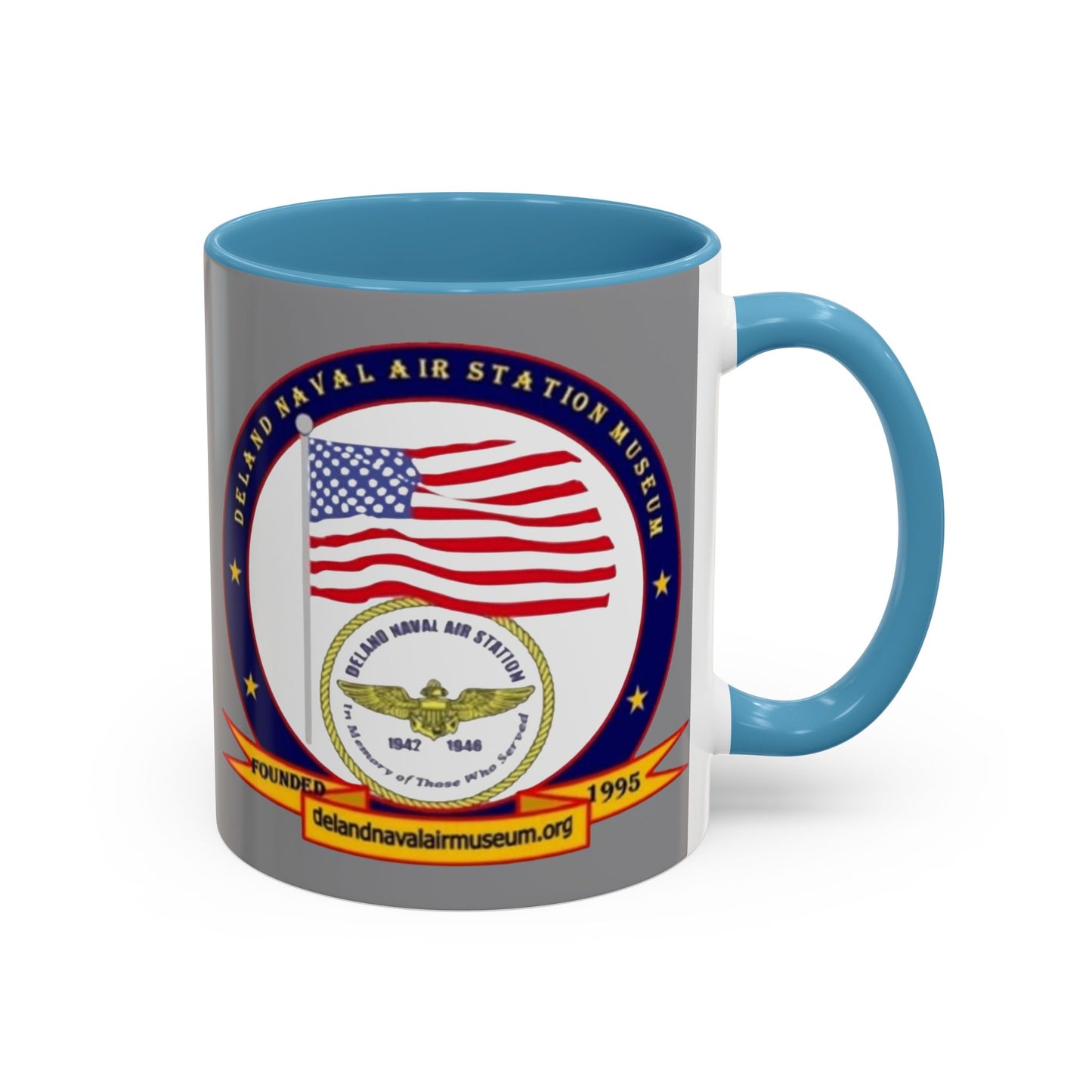 DeLand Naval Air Station Museum Grey Accent Mug by theGreenDragonTavern.shop