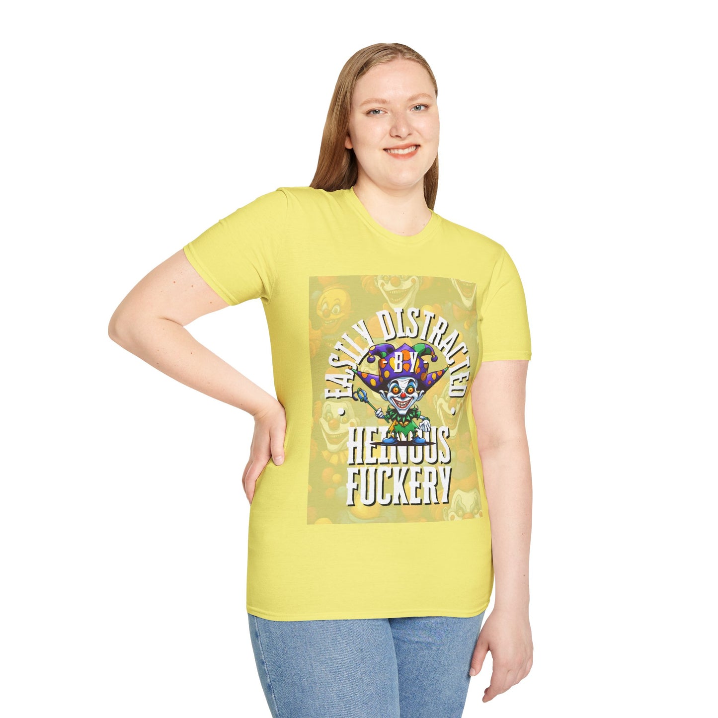 Easily Distracted by Heinous Fuckery Little Jincs Light colors Unisex T-Shirt by theGreenDragonTavern.shop