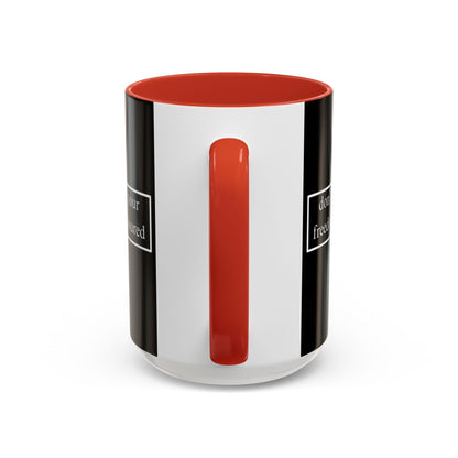 don't assume your freedoms are assured White font Black Accent Mug by theGreenDragonTavern.shop