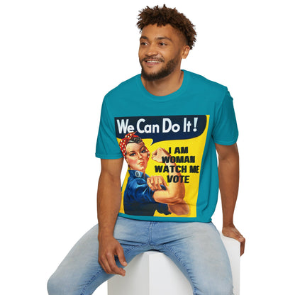 I Am Woman Watch Me Vote Rosie Dark colors Unisex T-Shirt by theGreenDragonTavern.shop