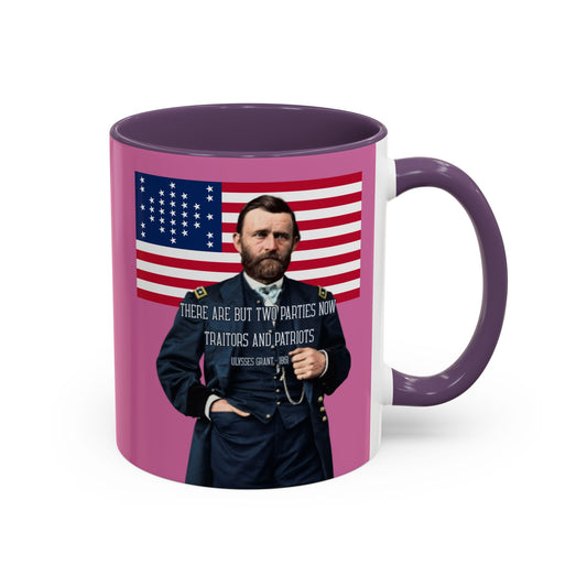 "Traitors and Patriots" Ulysses Grant Pink Accent Mug by theGreenDragonTavern.shop