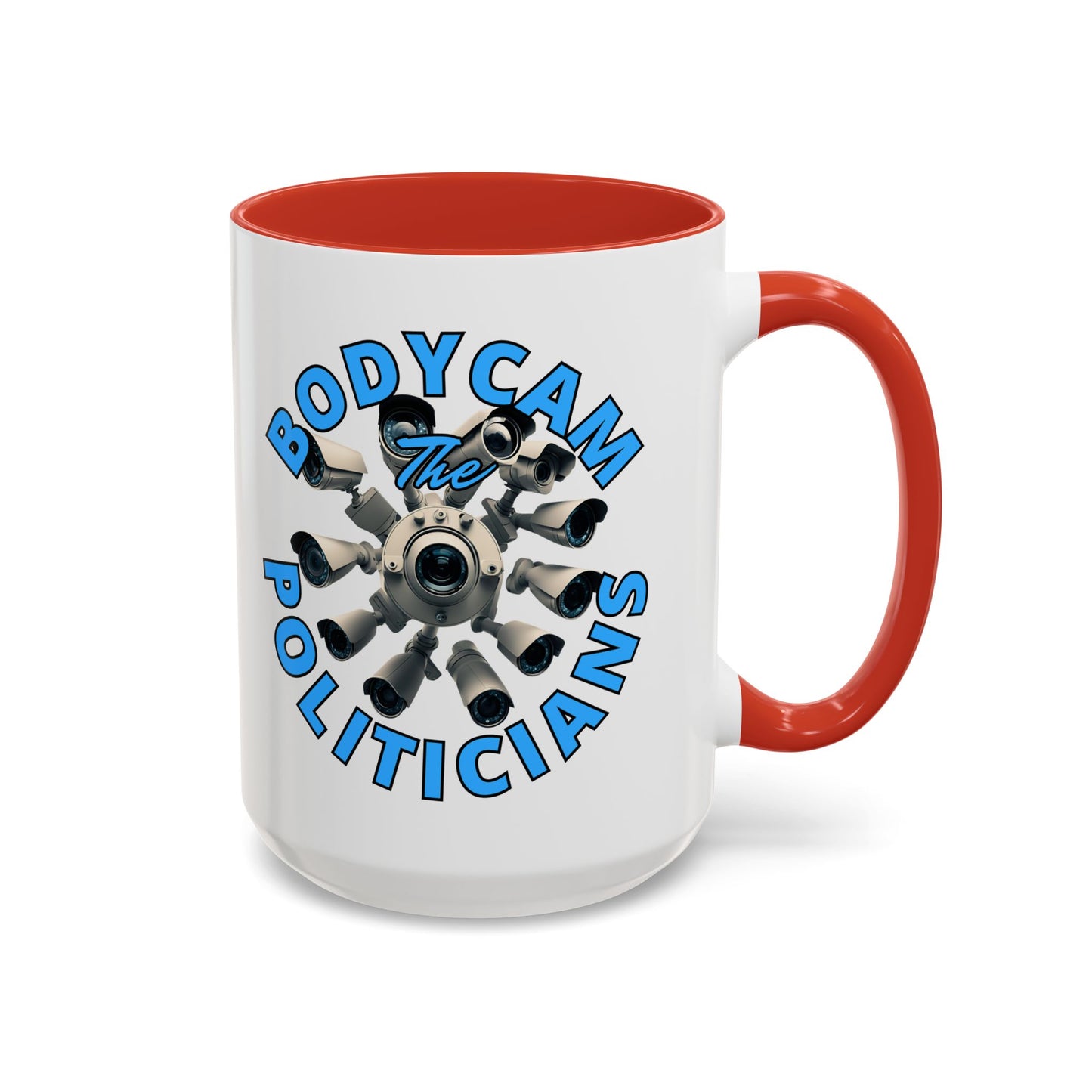 Bodycam the Politicians Cameras White Accent Mug by theGreenDragonTavern.shop