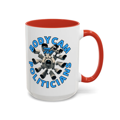 Bodycam the Politicians Cameras White Accent Mug by theGreenDragonTavern.shop
