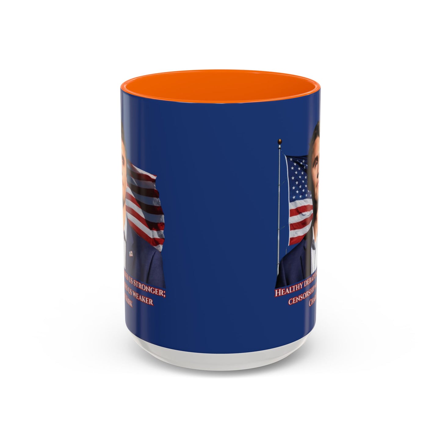 Charlie Kirk, Healthy Debate Blue Accent Mug by theGreenDragonTavern.shop