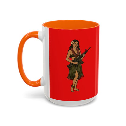 Hula Girl Packin' Heat Red Accent Mug by theGreenDragonTavern.shop