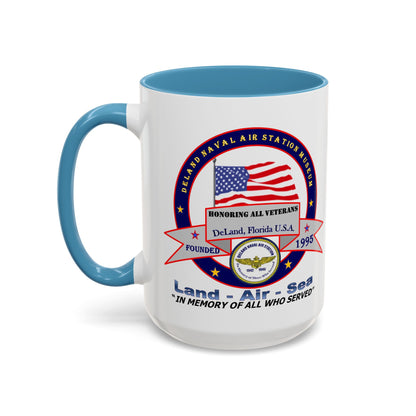 DNASM 2-sided, Founding & Student Art w/Navy Ring White Accent Mug by theGreenDragonTavern.shop