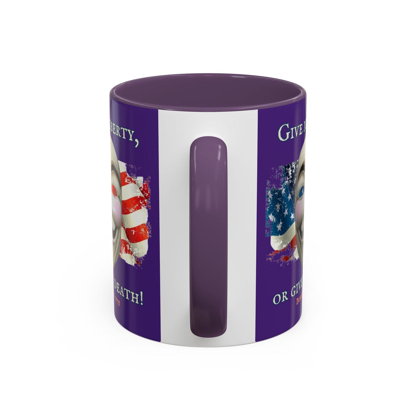 Vendetta, "Give me liberty, or give me death!" Purple Accent Mug by theGreenDragonTavern.shop