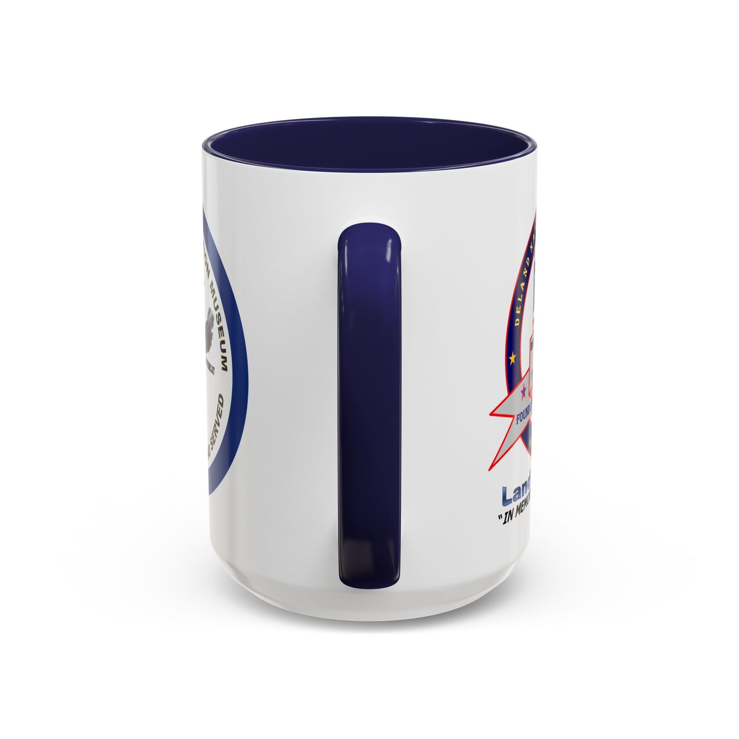 DNASM 2-sided, Founding & Student Art w/Navy Ring White Accent Mug by theGreenDragonTavern.shop