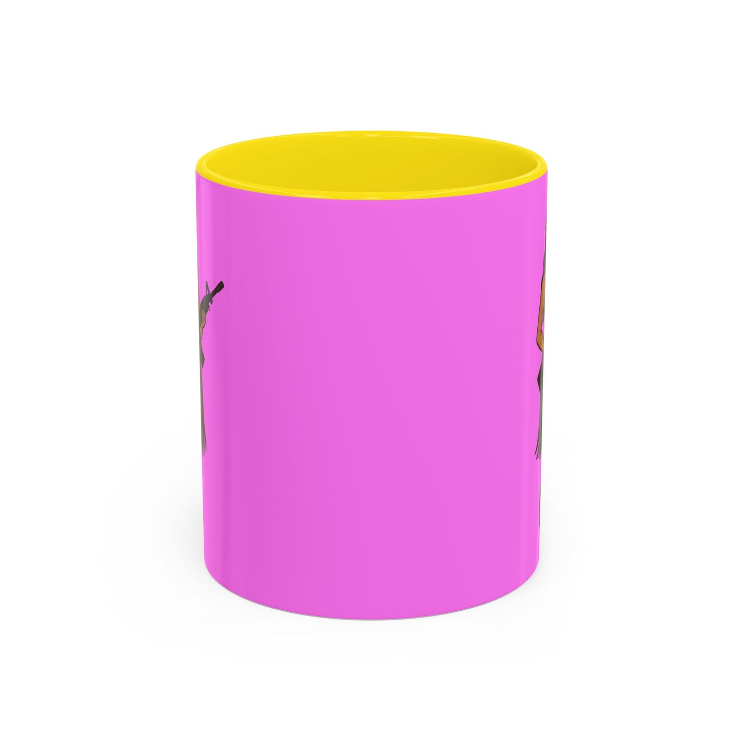 Hula Girl Packin' Heat Pink Accent Mug by theGreenDragonTavern.shop