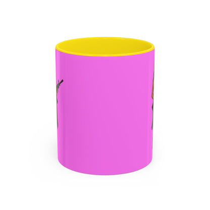 Hula Girl Packin' Heat Pink Accent Mug by theGreenDragonTavern.shop