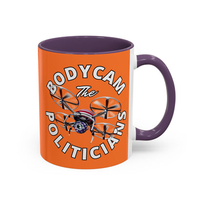 Bodycam the Politicians Drone Orange Accent Mug by theGreenDragonTavern.shop