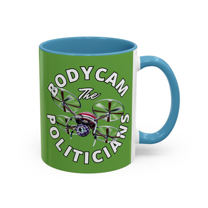 Bodycam the Politicians Drone Green Accent Mug by theGreenDragonTavern.shop