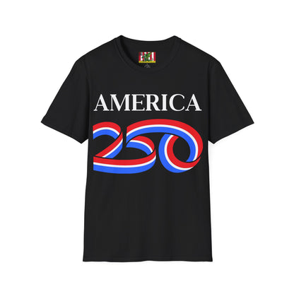 America 250 White font, Dark colors, Unisex T-Shirt by theGreenDragonTavern.shop