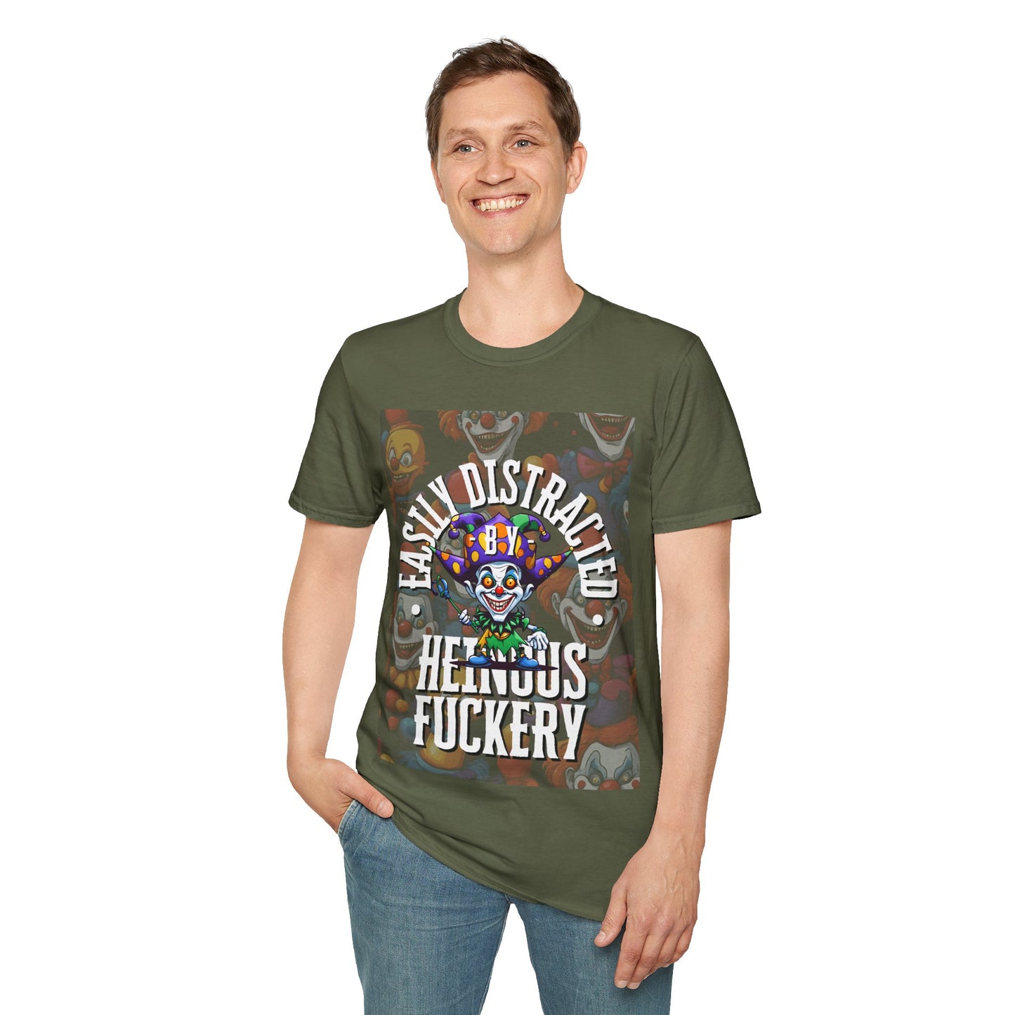 Easily Distracted by Heinous Fuckery Little Jincs DKcolors Unisex T-Shirt by theGreenDragonTavern.shop