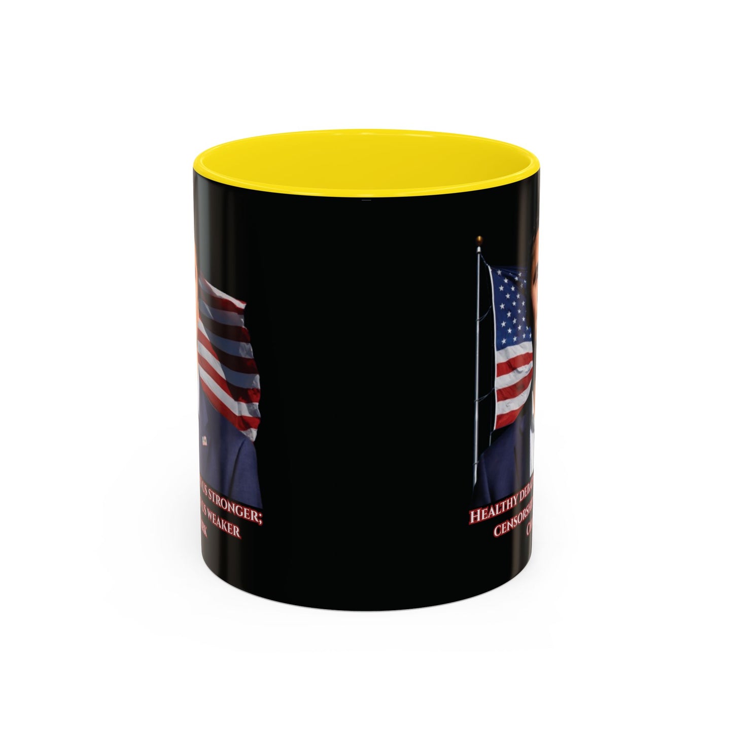Charlie Kirk, Healthy Debate Black Accent Mug by theGreenDragonTavern.shop
