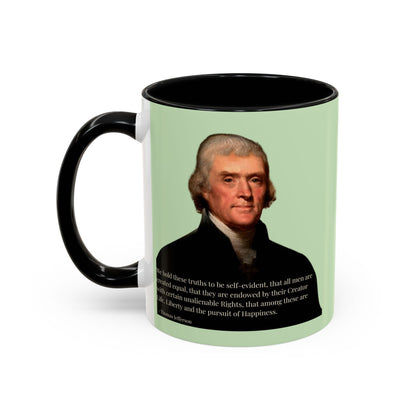 We hold these truths to be self-evident Light Green Accent Mug by theGreenDragonTavern.shop