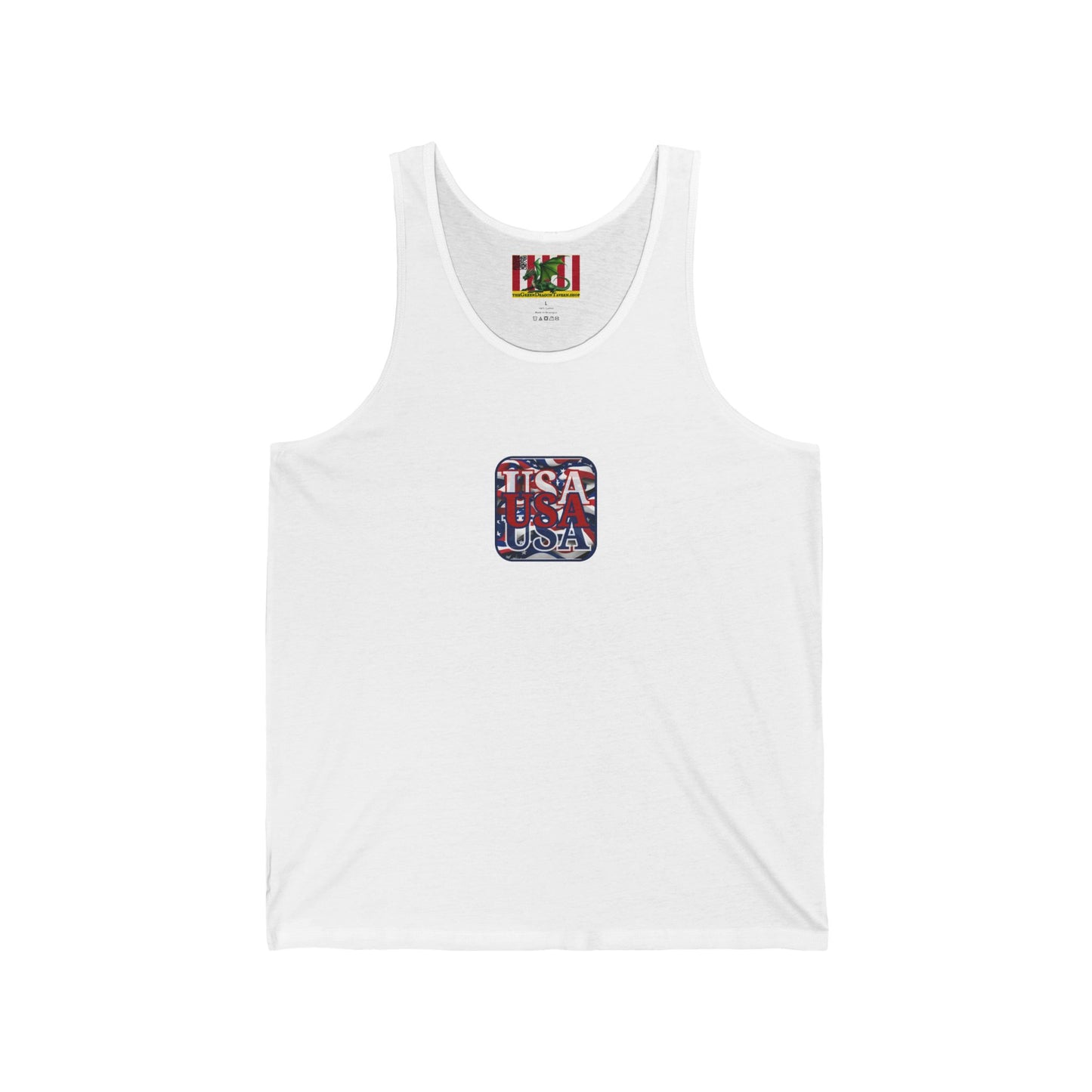 2-sided, RED White and Blue USA Patriot Unisex Jersey Tank Top by theGreenDragonTavern.shop