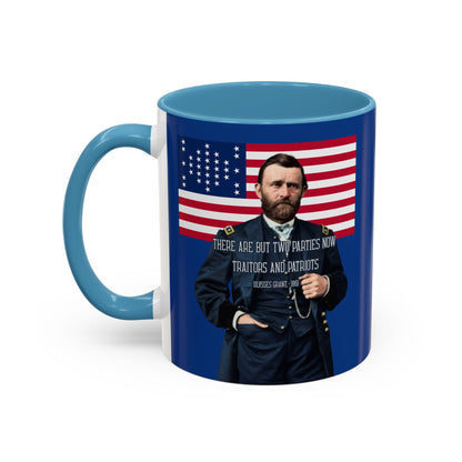 "Traitors and Patriots" Ulysses Grant Dark Blue Accent Mug by theGreenDragonTavern.shop