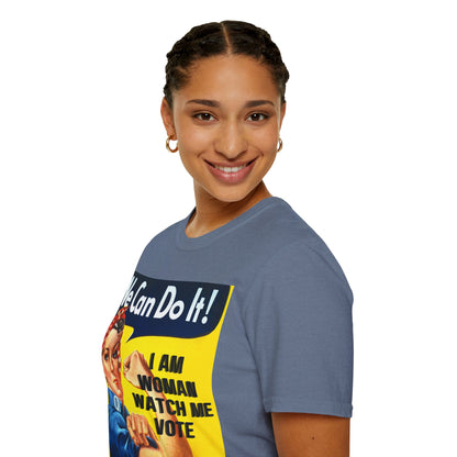 I Am Woman Watch Me Vote Rosie Dark colors Unisex T-Shirt by theGreenDragonTavern.shop
