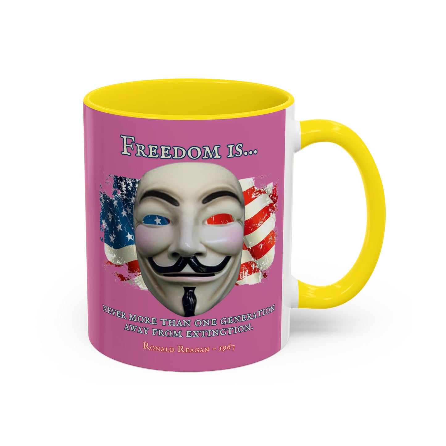Ronald Reagan Freedom Vendetta Pink Accent Mug by theGreenDragonTavern.shop