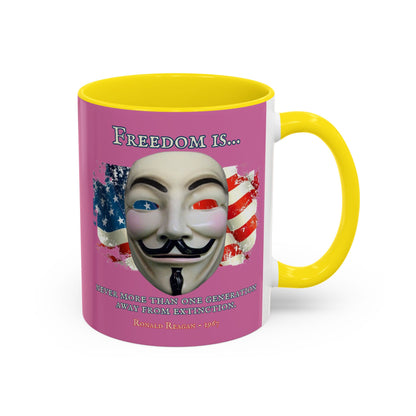 Ronald Reagan Freedom Vendetta Pink Accent Mug by theGreenDragonTavern.shop