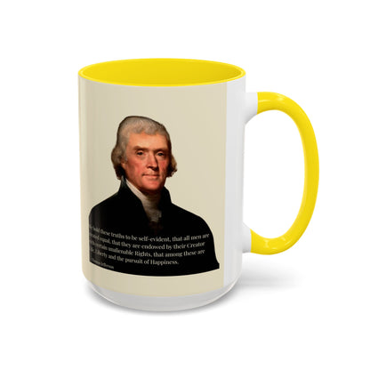 We hold these truths to be self-evident Parchment Yellow Accent Mug by theGreenDragonTavern.shop