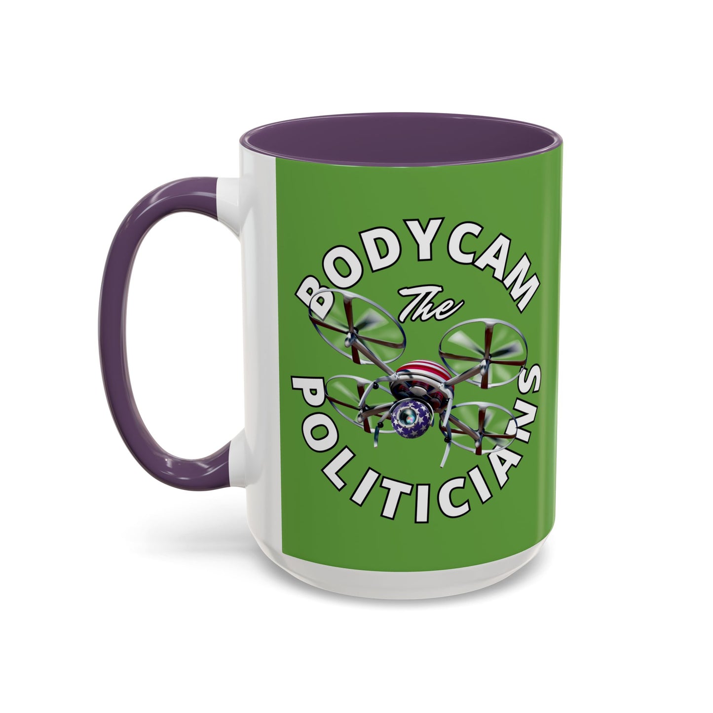Bodycam the Politicians Drone Green Accent Mug by theGreenDragonTavern.shop