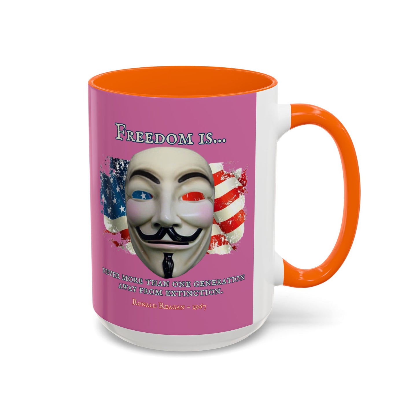 Ronald Reagan Freedom Vendetta Pink Accent Mug by theGreenDragonTavern.shop
