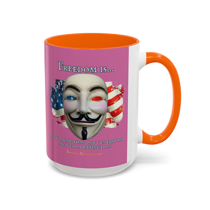Ronald Reagan Freedom Vendetta Pink Accent Mug by theGreenDragonTavern.shop