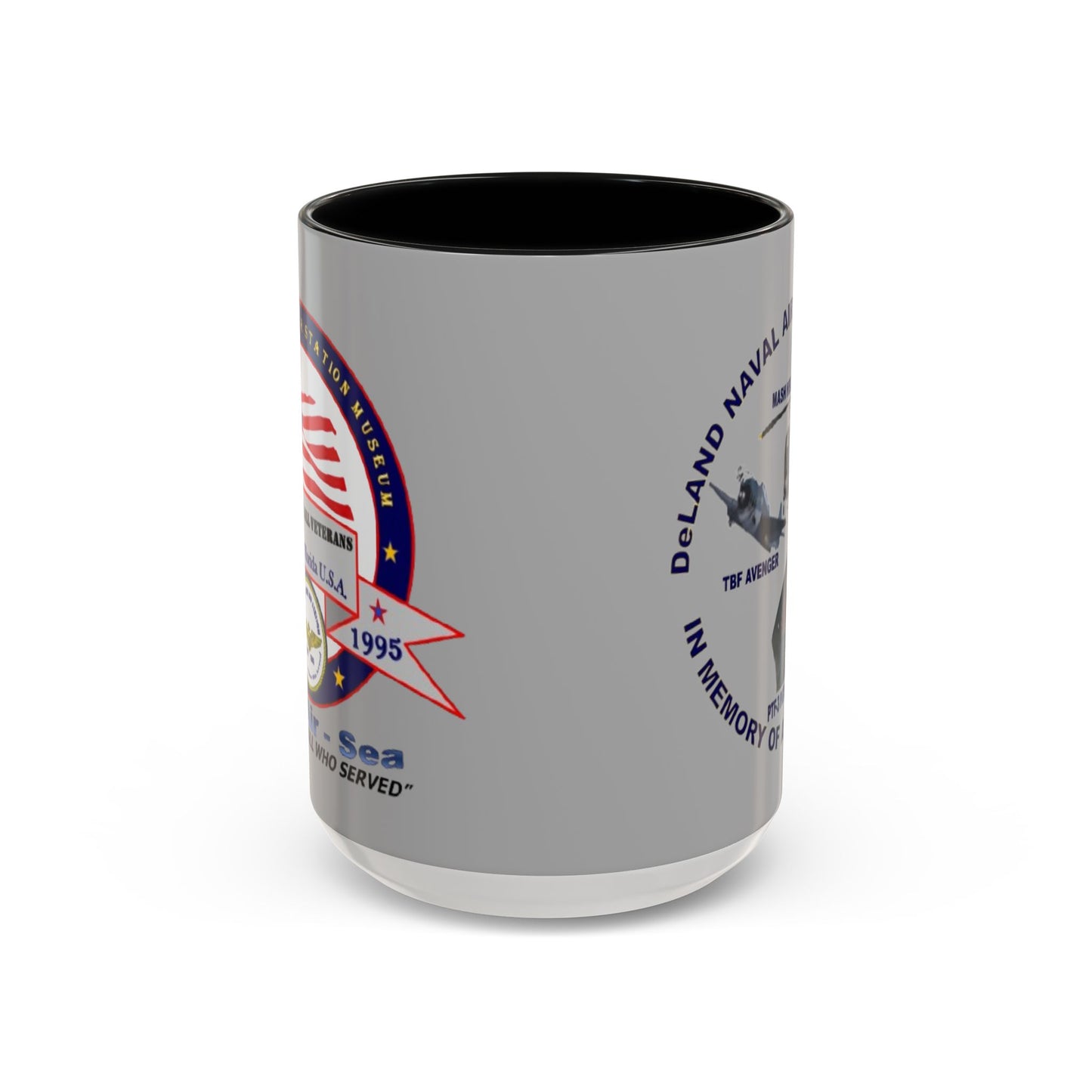 DNASM 2-sided, Founding & Student Art Light Grey Accent Mug by theGreenDragonTavern.shop