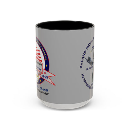 DNASM 2-sided, Founding & Student Art Light Grey Accent Mug by theGreenDragonTavern.shop