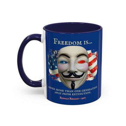 Ronald Reagan Freedom Vendetta Blue Accent Mug by theGreenDragonTavern.shop