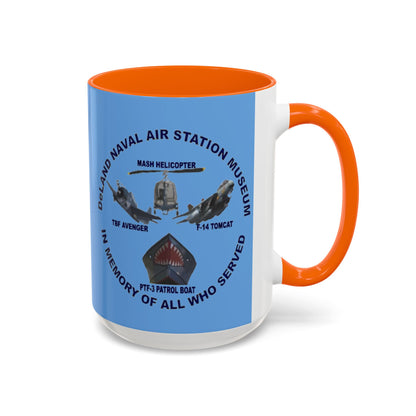 DNASM 2-sided, Founding & Student Art Light Blue Accent Mug by theGreenDragonTavern.shop