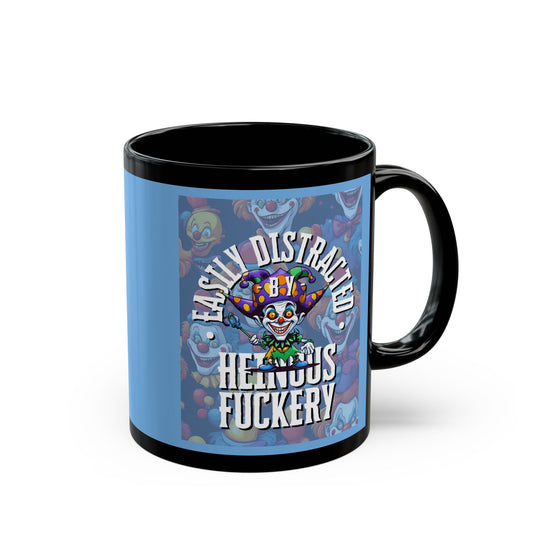 Easily Distracted by Heinous Fuckery Little Jinx Light Blue Mug by theGreenDragonTavern.shop