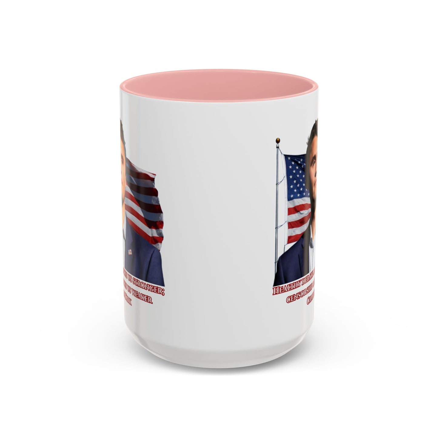 Charlie Kirk, Healthy Debate White Accent Mug by theGreenDragonTavern.shop