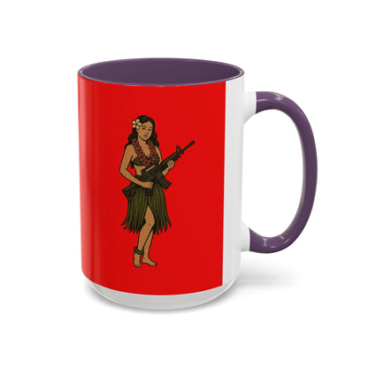 Hula Girl Packin' Heat Red Accent Mug by theGreenDragonTavern.shop