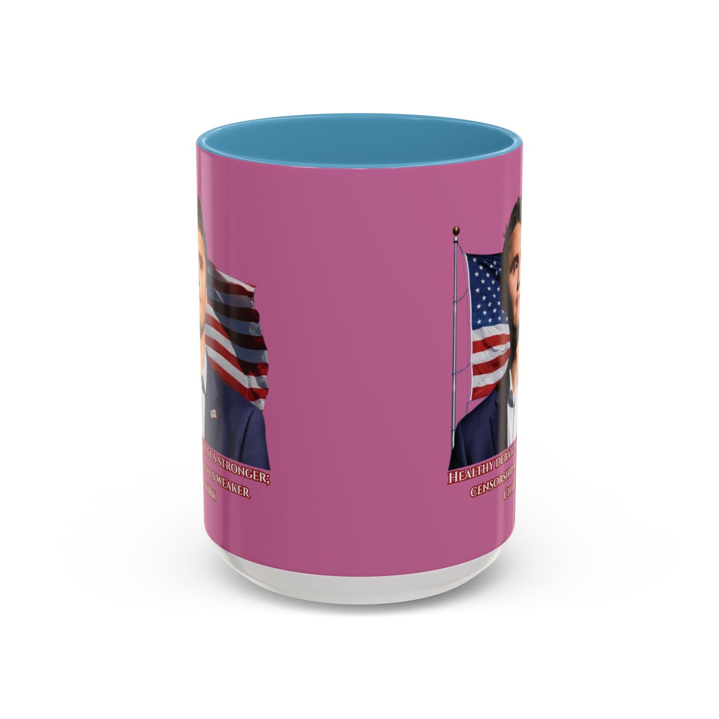 Charlie Kirk, Healthy Debate Pink Accent Mug by theGreenDragonTavern.shop