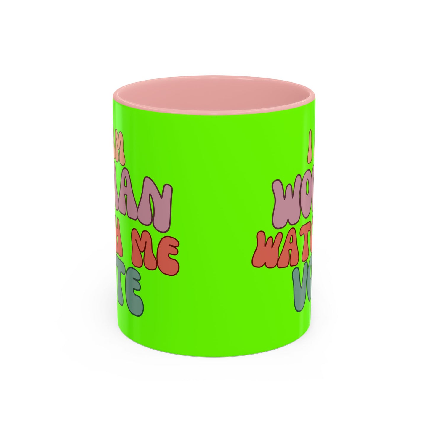 I Am Woman Watch Me Vote Light Green Accent Mug by theGreenDragonTavern.shop