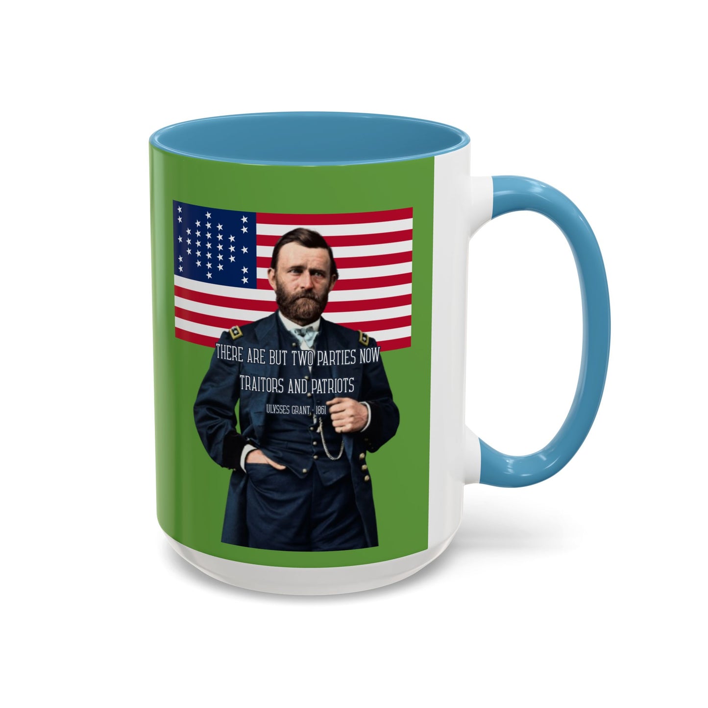 "Traitors and Patriots" Ulysses Grant Green Accent Mug by theGreenDragonTavern.shop