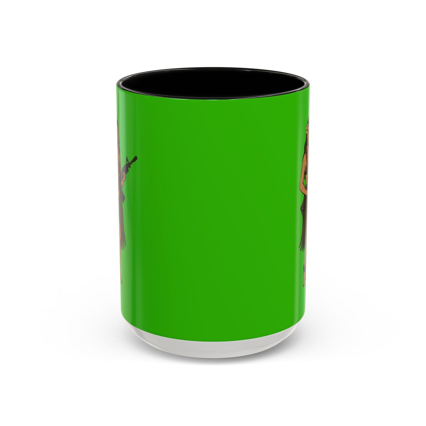 Hula Girl Packin' Heat Light Green Accent Mug by theGreenDragonTavern.shop