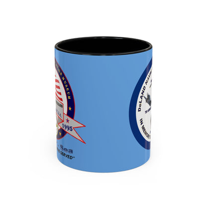 DNASM 2-sided, Founding & Student Art w/Navy Ring Light Blue Accent Mug by theGreenDragonTavern.shop