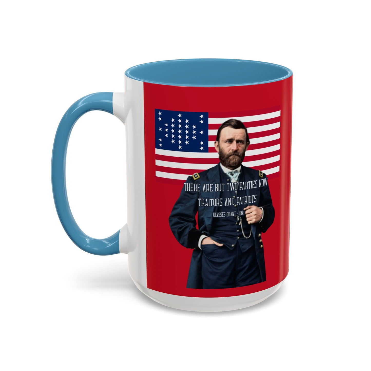 "Traitors and Patriots" Ulysses Grant Red Accent Mug by theGreenDragonTavern.shop