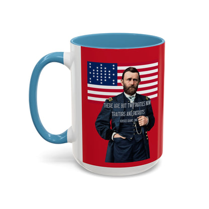 "Traitors and Patriots" Ulysses Grant Red Accent Mug by theGreenDragonTavern.shop
