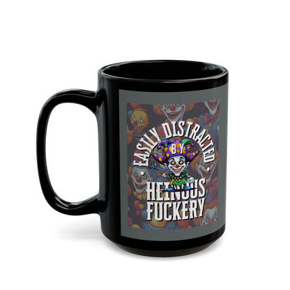 Easily Distracted by Heinous Fuckery Little Jinx Grey Mug by theGreenDragonTavern.shop