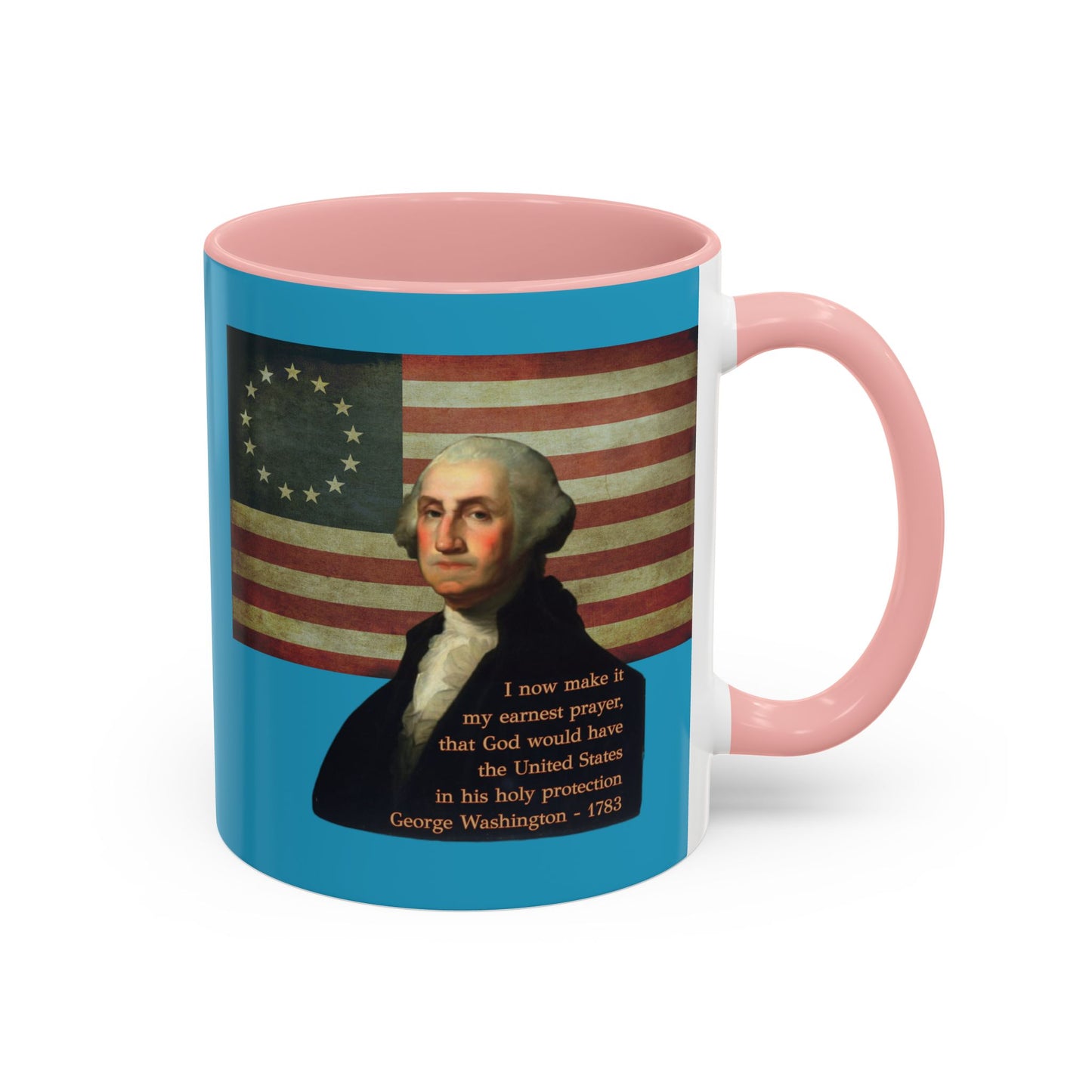 Washington's Earnest Prayer Turquoise Accent Mug by theGreenDragonTavern.shop